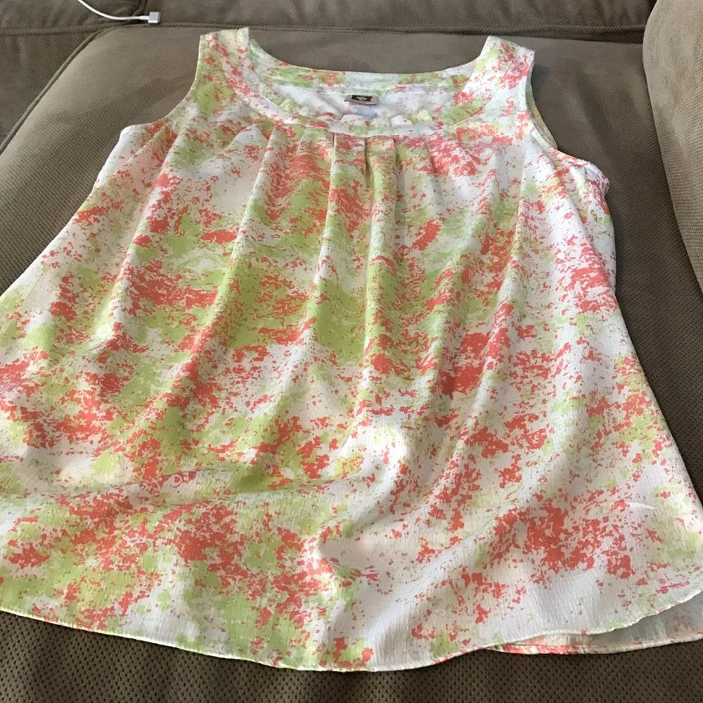 Pink and green splatter tank Anne Klein size large - Picture 4 of 6
